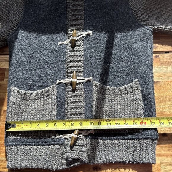 Zara Men Denim Couture Chunky Knit Cardigan Sweater Hairy Wool Blend Men’s M - Picture 6 of 16